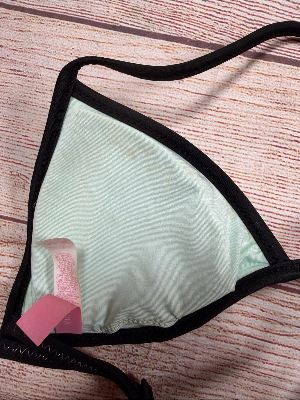 Victoria's Secret Mint and Black Shimmer Triangle Bikini Top - mermaid, shine